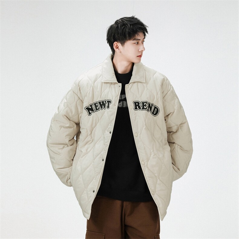 夹克棉衣男潮牌冬翻领字母痞帅棒球服外套大码棉服M0781-P95,男装棉衣,星座308B-2