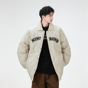 夹克棉衣男潮牌冬翻领字母痞帅棒球服外套大码棉服M0781-P95图片