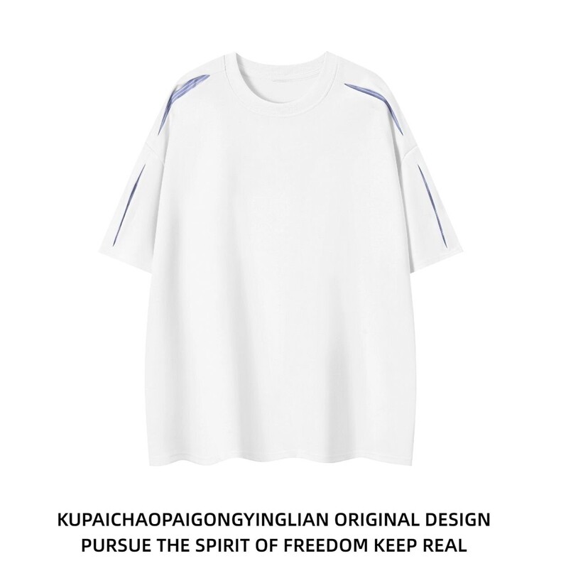 【高品质270G曼巴棉】解构拼接短袖男款夏季t恤正肩半袖W134-P45,女装T恤,电商B245A