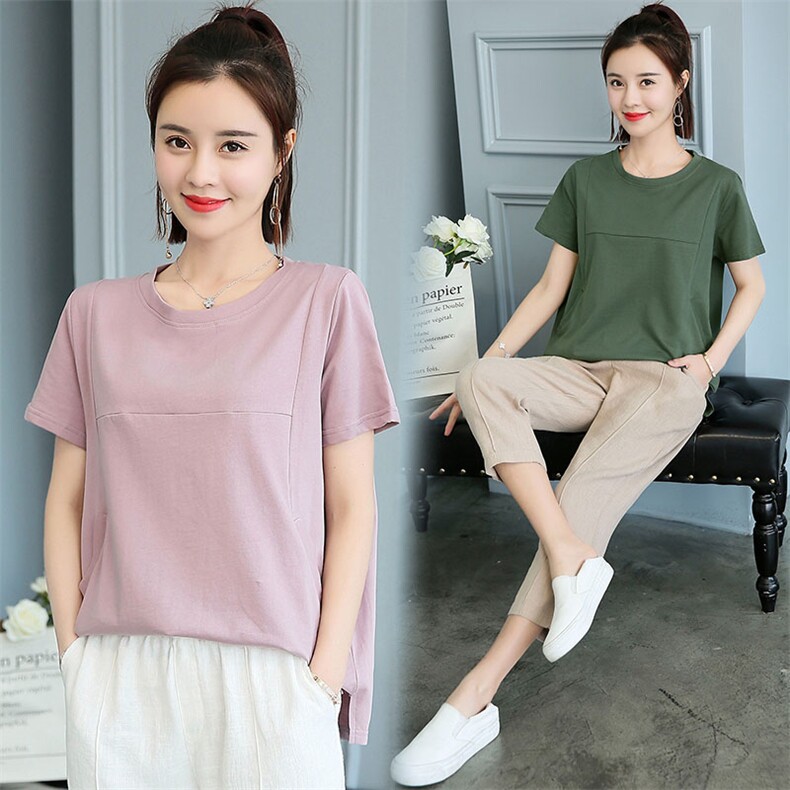 T恤2020年春季通勤时尚气质圆领长袖宽松韩版百搭印花潮流，女装T恤，凯瑟曼