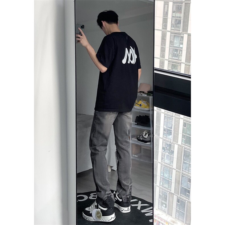 B221美式ins高街暗黑小众修身小脚破洞牛仔裤LK23055-P65控88,男装牛仔裤,电商B221