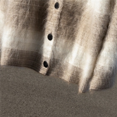 HE|渐变拉绒工艺！A规100%纯山羊绒针织开衫女V领毛衣宽松厚外套，女装羊绒衫，诚赞羊绒