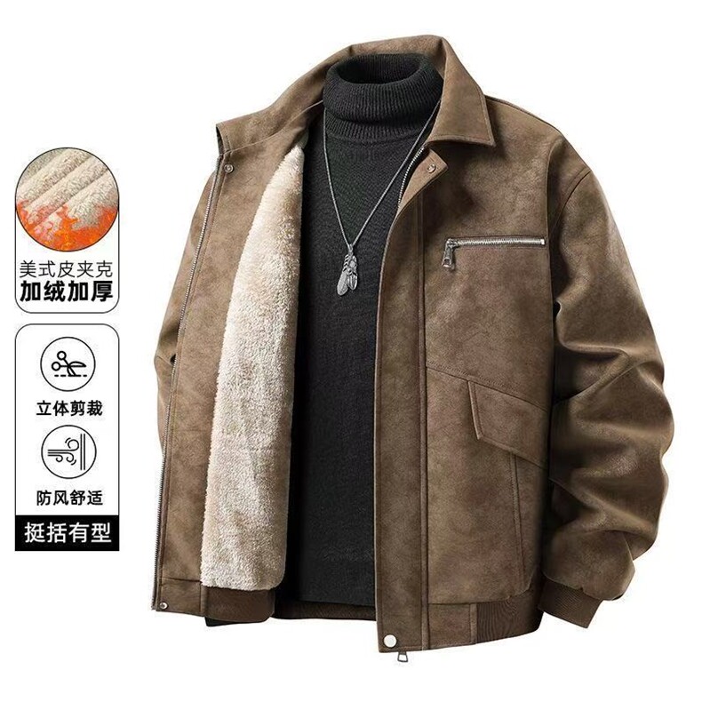 1506-1/MQ191/P92冬季新款工装皮夹克衫男士高级感痞帅保暖外套,男装夹克,星座1506-1