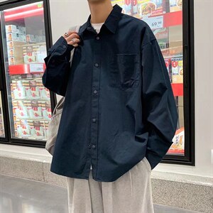 长袖衬衫男港风日系韩版潮流帅气衬衣复古风工装衬衫C226P33,男装衬衫,星座1116-2