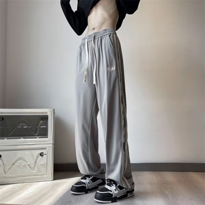 裤子男高街ins潮织带撞色设计感休闲秋季垂感拖地运动裤K4583-P36图片