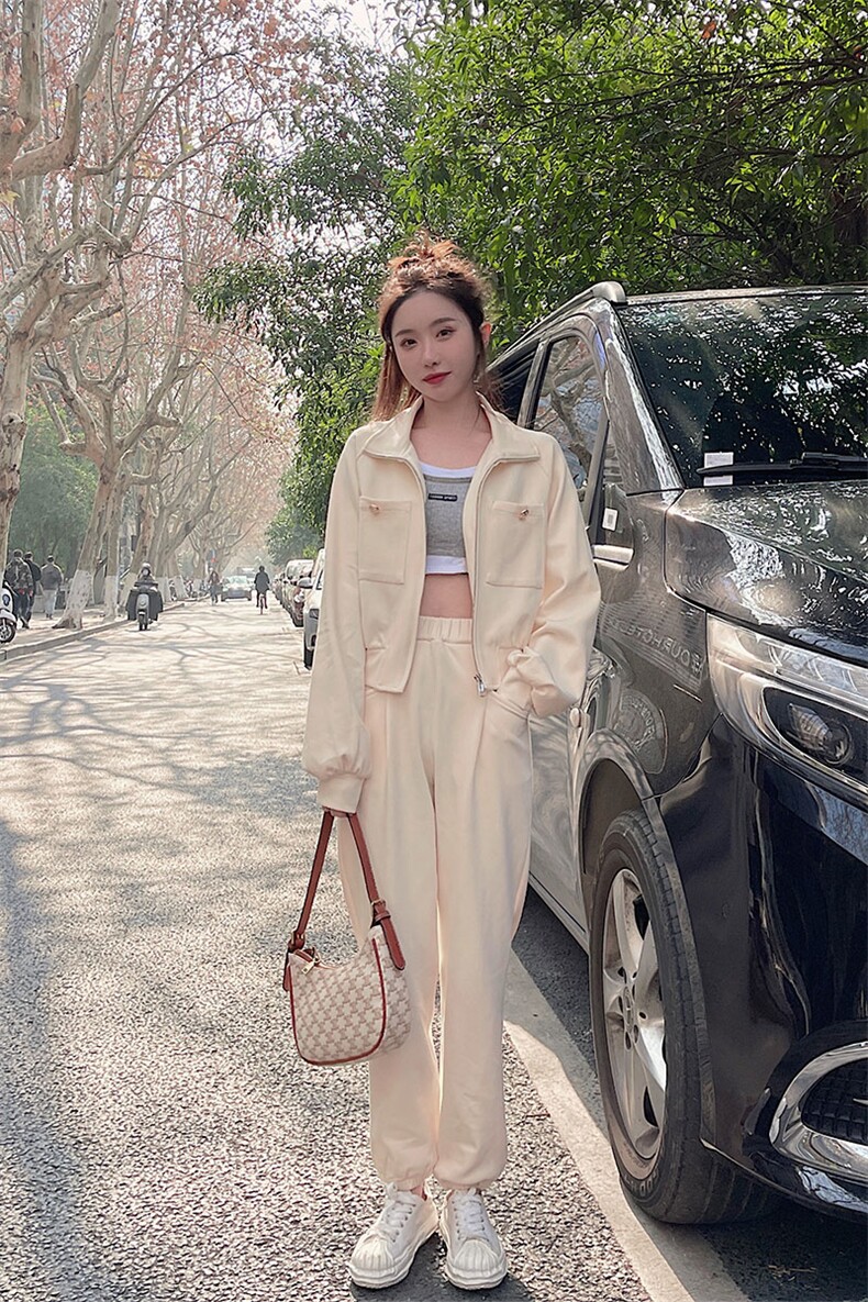 网红炸街可盐可甜卫衣时尚运动服套装女2022年高级感职业两件套装,女装套装/套裙,2C187
