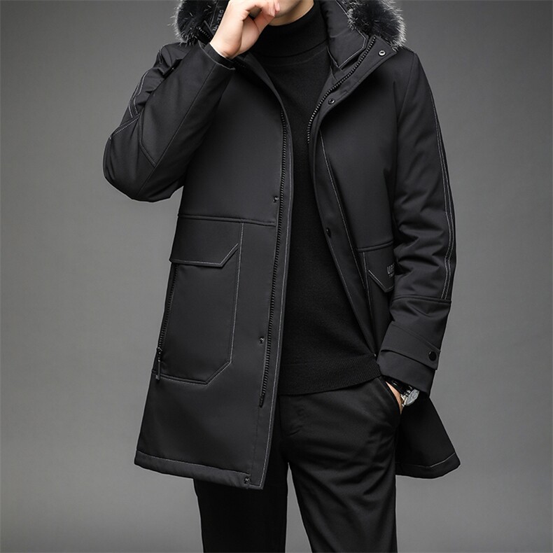 B2196钱塘2020-3冬季可脱卸内胆真毛领高端羽绒服长P320，男装羽绒服，钱塘207-3