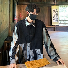2025新中式长袖套装TZ88797P90衬衫CS88799P45控78裤子88798P45控，男装衬衫，星座227-7