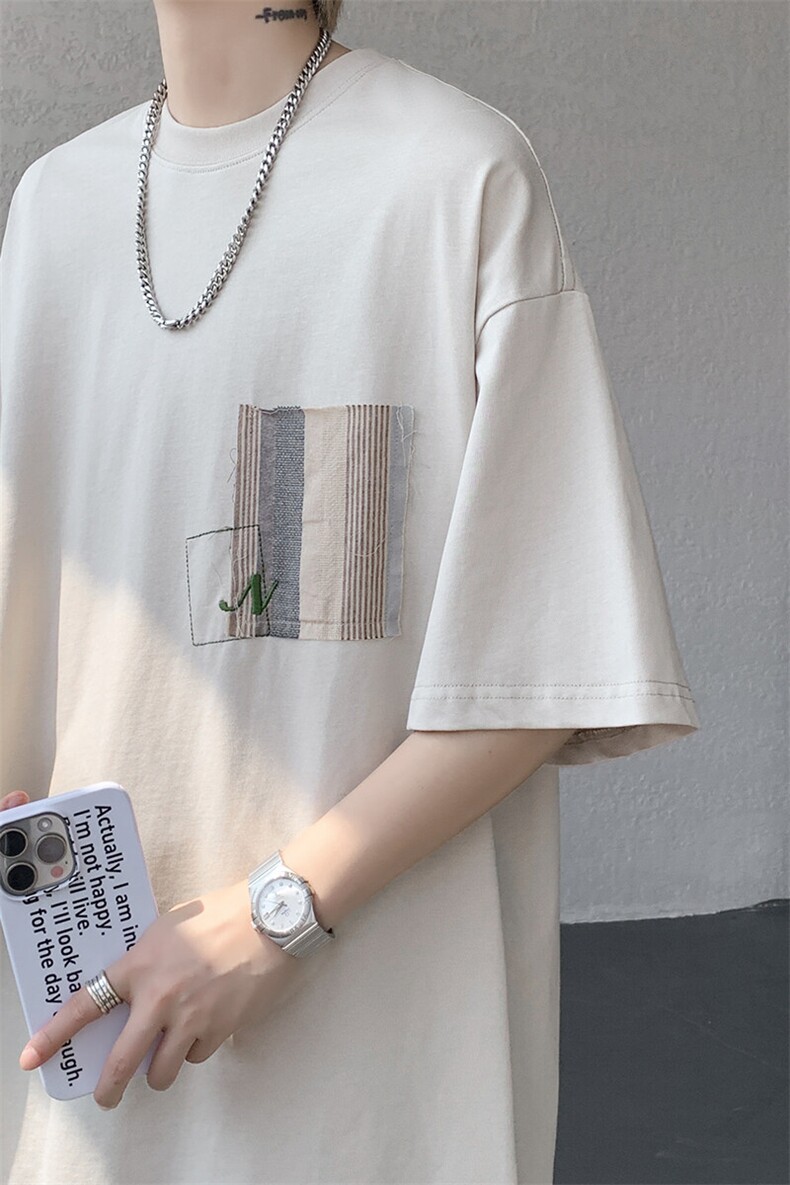8XL-M高品质纯棉美式复古宽松简约百搭学院风短袖T恤上衣男DX343,男装T恤,电商D206-1
