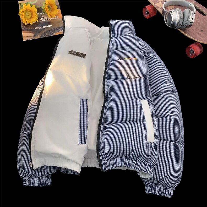 XZ-230-1MY700冬平铺简约百搭格子刺绣双面穿休闲面包服P118控158，鞋类箱包手腕包，星座230-1