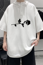 LD54360-P45NASA连帽短袖t恤男大码胖子带帽五分袖中袖，男装T恤，电商A040