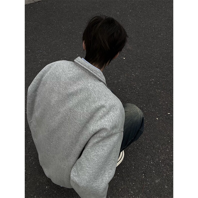 抖音得物高品质二开25秋冬美式高街结构设计POLO翻领卫衣外套W77,男装卫衣,电商A486-1