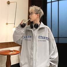 港风秋款时尚宽松字母印花翻领防水夹克F345特批65控98，男装夹克，电商A247