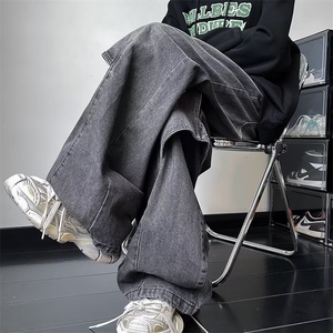 欧美hiphop裤子小众解构重工水洗牛仔裤cleanfit设计感高级阔腿裤图片