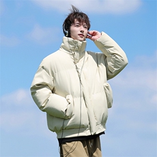 现货5W件冬季三防重磅硬挺boxy短款羽绒立领PU皮棉衣外套加厚棉服，男装棉衣，电商A486-1