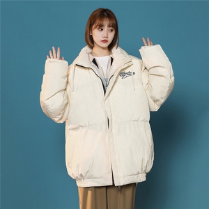 中性风白鸭绒22冬季潮流趣味印花抽绳立领羽绒服YR226P195控258图片