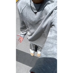 美式重磅外套男秋冬季潮牌设计感拼接卫衣高街痞帅情侣帽衫图片