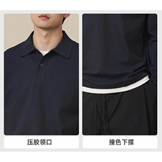 珠地棉假两件POLO衫压胶衬衫领口休闲高级翻领短袖T恤CS2625-P48，男装T恤，星座1213