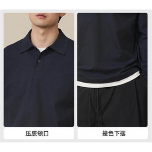 珠地棉假两件POLO衫压胶衬衫领口休闲高级翻领短袖T恤CS2625-P48图片