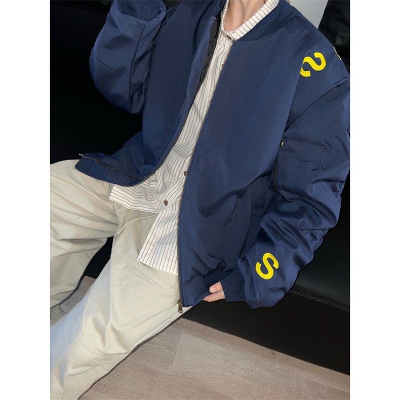 【网图】M8091LL-特P80美式字母刺绣飞行员棒球服夹克加棉外套,男装夹克,星座1007（原301D）