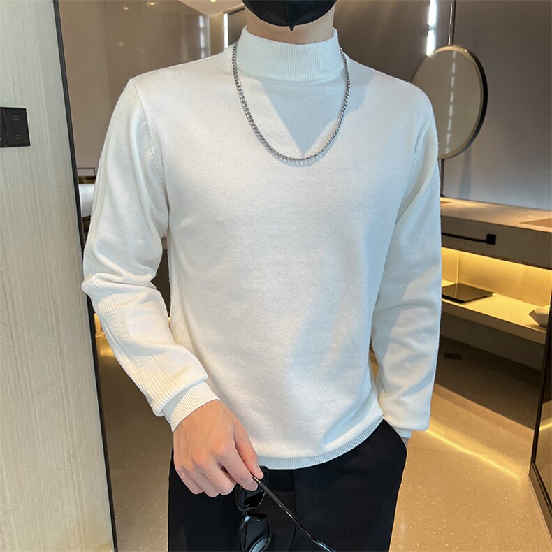 2022男修身半高领针织毛衣潮男休闲毛衣打底衫,男装针织衫/毛衣,电商B248