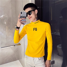 CT68052021精神小伙修身男式圆领长袖T恤潮白，男装T恤，星座102A（原电商D309-1）