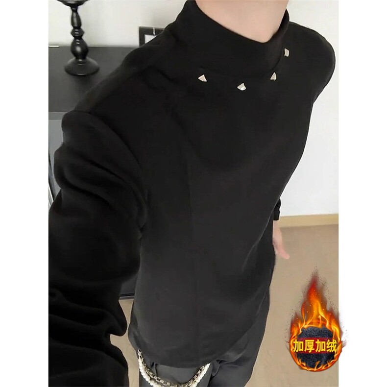 [003]卫衣男款加绒柳钉长袖T恤痞帅短款外套A079-W220-P45,男装T恤,电商A079