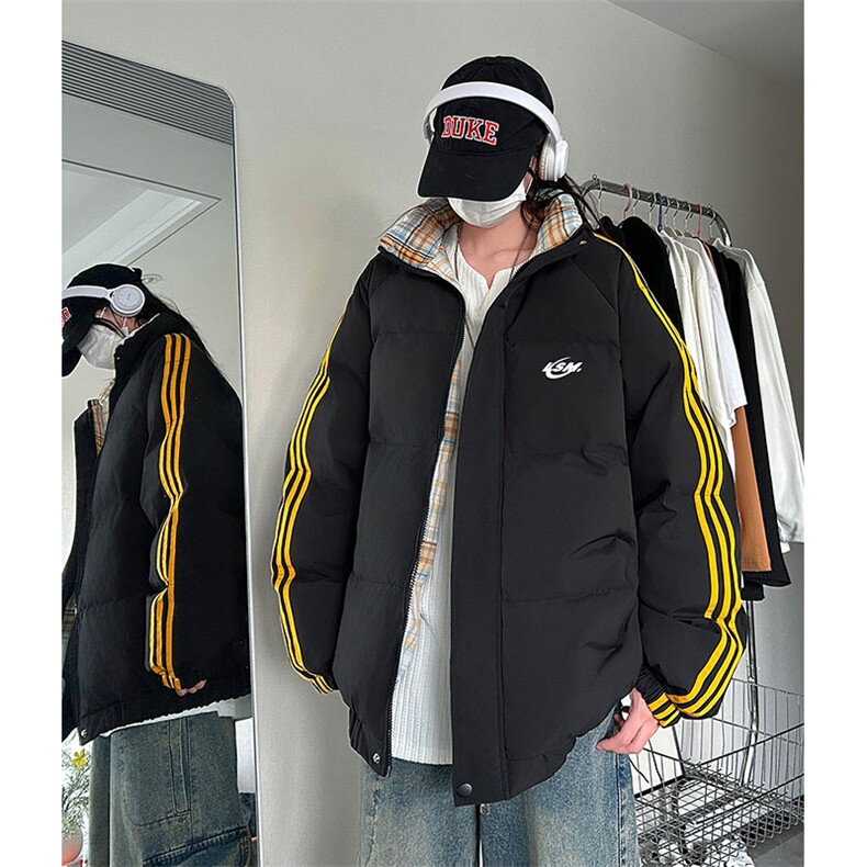 现货假两件格子羽绒棉衣抖音得物二开冬季棉服加厚外套BMY204图片