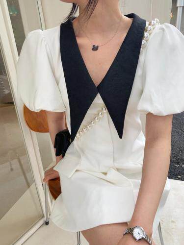 尖领连衣裙，女装连衣裙，HE