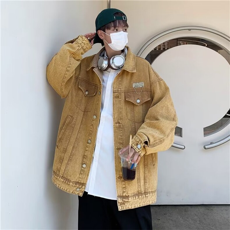 潮流牛仔夹克宽松黑色烫钻春秋长袖翻领男女情侣装外套高端牛仔衣，男装工装外套，星座1210-1