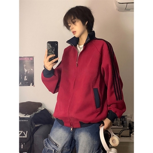 抖音得物高品质 美式高街重磅结构设计拼接织带立领卫衣外套 CM42图片