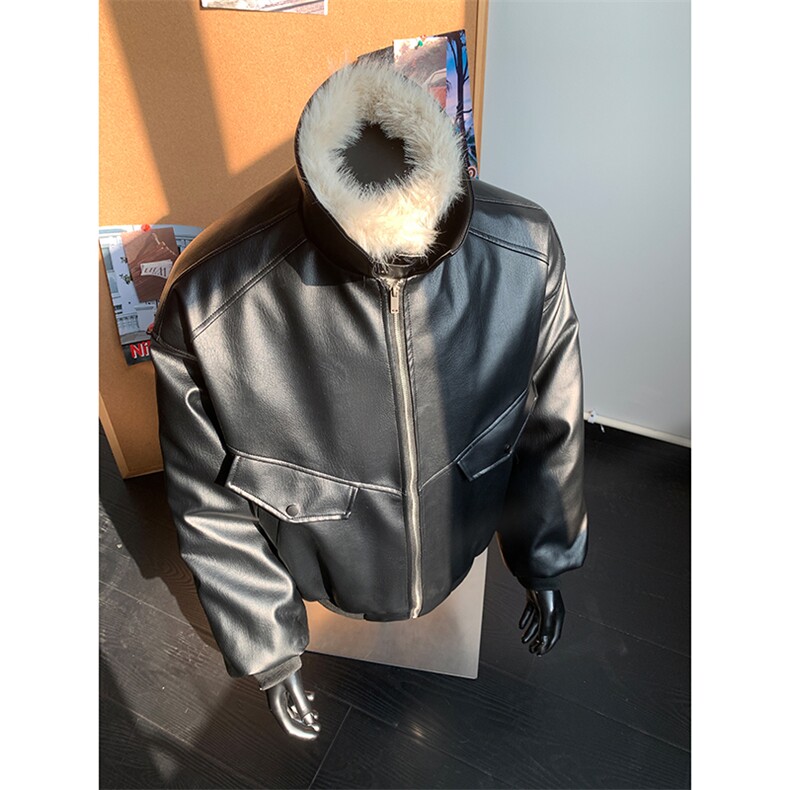原版冬季座山雕PU皮加绒假2件棉衣9173-P128,男装棉衣,电商B380（原B361）