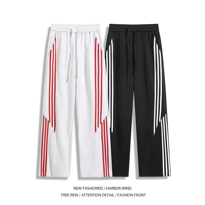 抖音品质美式潮流不规则条纹百搭休闲卫裤B315-K25385-特p40控78,男装休闲裤,电商B315