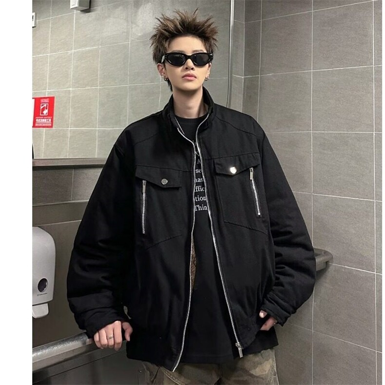 小众痞夹克外套男女冬美式解构设计感保暖帆布工装棉服MF341-P138,男装棉衣,星座412-2