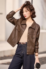 2025年春季现货时尚潮流女装精品皮衣外套，女装皮衣，1C078