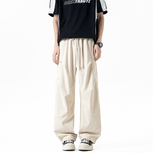 休闲裤男夏季新款港风宽松冰丝工装阔腿裤CK8202-P42图片