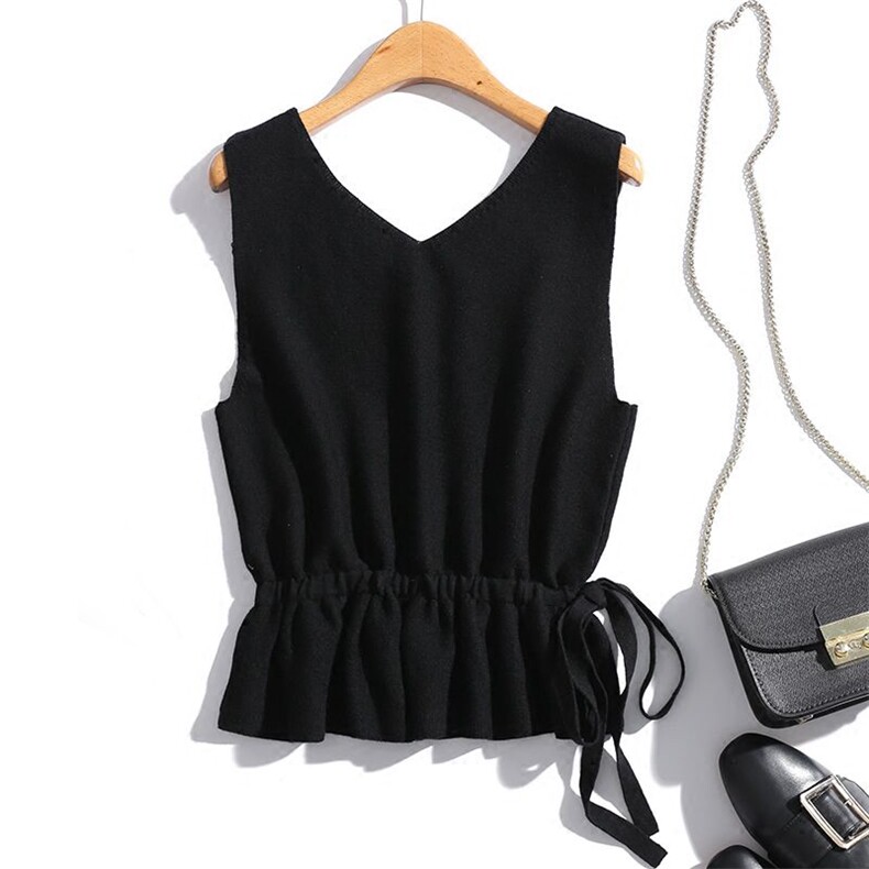 V领马甲女收腰显瘦针织背心短款无袖羊毛坎肩女时尚气质韩范外搭，女装马甲，洁纯羊绒