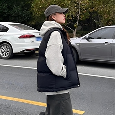 现货5W件冬季三防硬挺boxy短款立领棉衣马夹外套加厚马甲保暖棉服，男装棉衣，电商A486-1