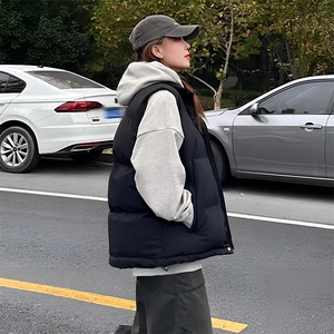 现货5W件冬季三防硬挺boxy短款立领棉衣马夹外套加厚马甲保暖棉服图片