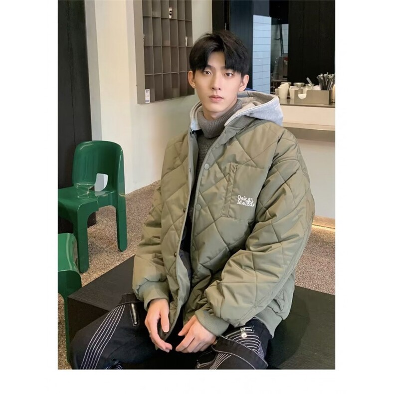 学院风时尚百搭棉服外套男女冬季新款撞色拼接潮流加厚保暖棉衣,男装棉衣,星座506A
