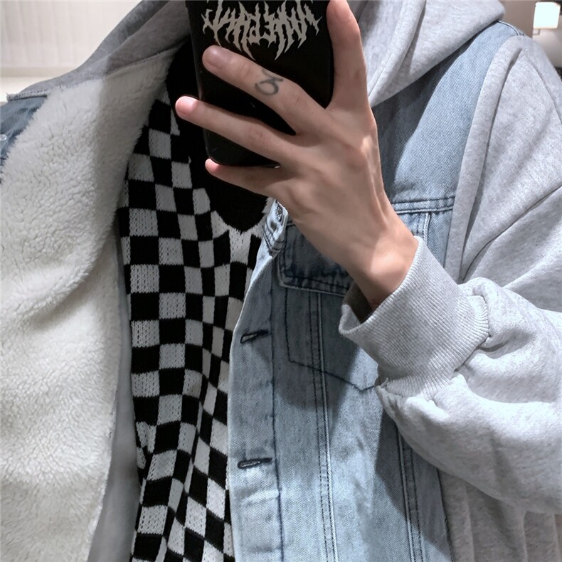 XZ216-BK104-棉衣P128常规P118盐系炸街加绒加羊羔毛牛仔卫棉服,男装棉衣,星座716-5（原216-1）