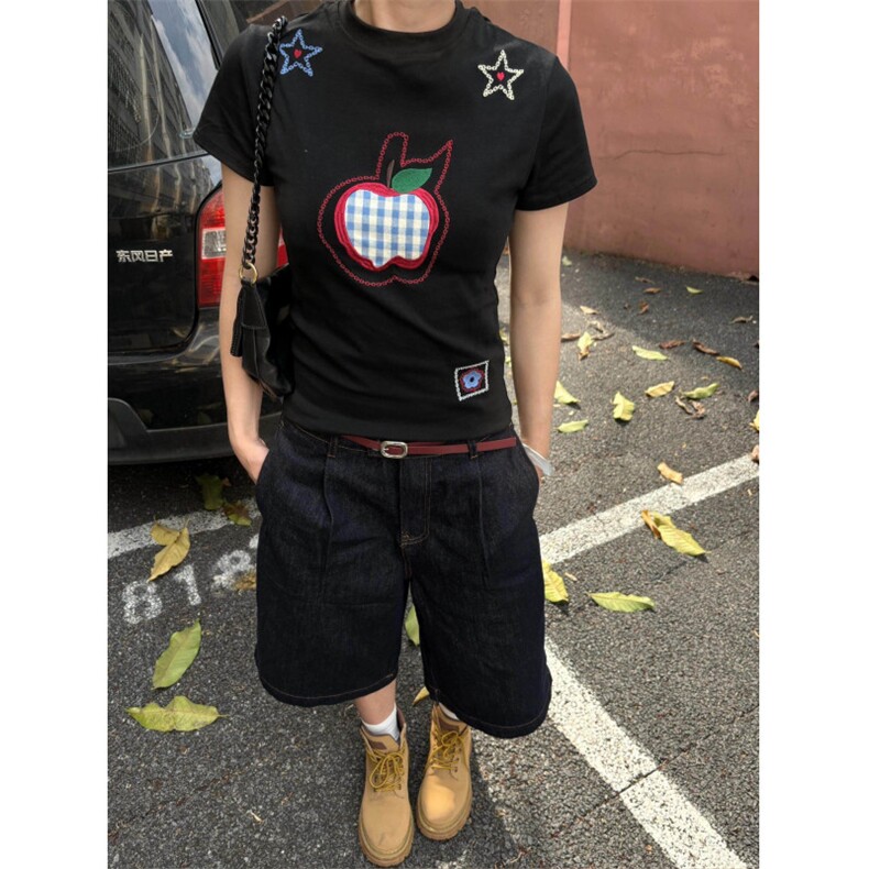 H1017-P35推荐#原版全刺绣包边拉肩修身短袖T恤,男装T恤,星座617A-2