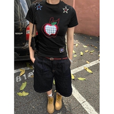 H1017-P35推荐#原版全刺绣包边拉肩修身短袖T恤，男装T恤，星座617A-2