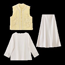 现货春装新款简约时尚休闲重工艺钉珠减龄马甲可组合三件套半裙衫，女装马甲，韩美纤衣