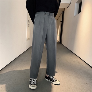 百搭简约纯色西裤宽松直筒休闲裤中性青年坠感裤k209-p38 加绒42图片