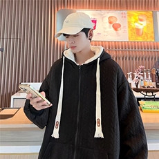 羊羔绒外套男士冬季棉袄子潮牌连帽棉服2024新款冬装棉衣，男装夹克，星座716-4