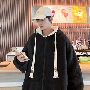 羊羔绒外套男士冬季棉袄子潮牌连帽棉服2024新款冬装棉衣图片