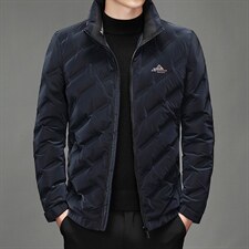 中年男士休闲立领白鸭绒羽绒服保暖防寒纯色羽绒男BJY08211-P190图片