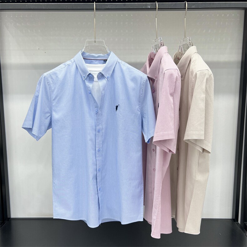 FN25057短袖衬衫2025夏季男士棉短袖衬衣刺绣保罗标纯棉衬衣图片