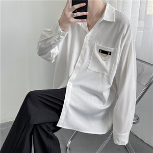 日系衬衫男长袖夏季港风宽松韩版潮流ins港风冰丝衬衣 W1159-P32图片